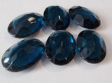 Rare (6) Vintage 25x18mm Montana Blue Oval Double Faceted Glass Jewels