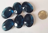 Rare (6) Vintage 25x18mm Montana Blue Oval Double Faceted Glass Jewels