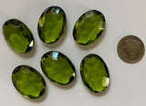 Rare (6) Vintage 25x18mm Olivine Oval Double Faceted Glass Jewels