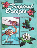 2002 Tropical Breezes Stained Glass Pattern Book - Exotic Flowers Birds and Wildlife - Please read description!