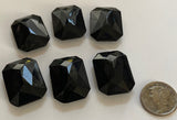 Rare (6) Vintage 25x18mm Jet Black Opal Octagon Double Faceted Glass Jewels