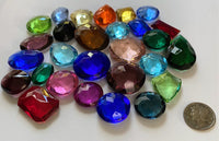 1/4 lb Lg. Vintage Double Faceted Glass Jewel Assortment - 28 jewels - Sweet!