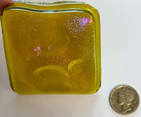 Large 60x55mm Iridescent Iridized Signal Yellow Glass Turtleback Jewel for Stained Glass and Lead