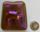 Large 60x55mm Iridescent Iridized Signal Yellow Glass Turtleback Jewel for Stained Glass and Lead