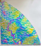 X-Large CBS Bullseye Clear Green Magenta Blue (GMB) Fusion Ripple 90 COE Dichroic Glass