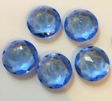 Vintage Five Light Sapphire Blue (5) Round 25mm Double Faceted Glass Jewels