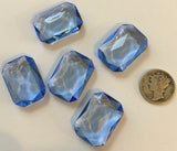 Vintage 25x18mm Octagon Light Sapphire Blue Double Faceted Glass Jewels (5)