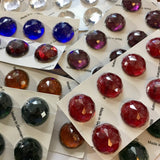 High Dome 27x12mm Round Faceted Glass Jewel - 5 colors available!