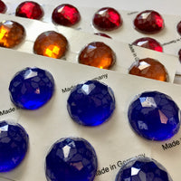 High Dome 27x12mm Round Faceted Glass Jewel - 8 colors available!