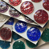 35mm Swirl Textured Glass Jewels for Stained Glass - (13) Colors Available!!