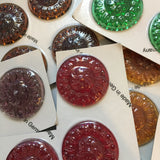 35mm Victorian Textured Flat Back Glass Jewel ~ Stained Glass - 5 Colors available!