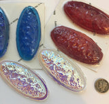 Large 75x35mm Oval Lava Cast Clear AB Iridescent Glass Jewels
