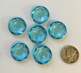 Vintage 18mm Light Aquamarine Double Faceted Glass Jewels - Set of Six (6)