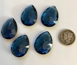 Vintage 25x18mm Montana Blue Pear Teardrop (5) Double Faceted Glass Jewels