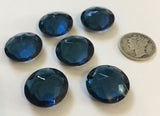 Vintage 18mm Montana Blue Double Faceted Glass Jewels - Set of Six (6)