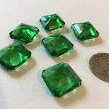 Vintage 15mm Square Peridot Green Double Faceted Glass Jewels (6)