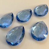 Vintage 25x18mm Medium Sapphire Blue Pear Teardrop (5) Double Faceted Glass Jewels