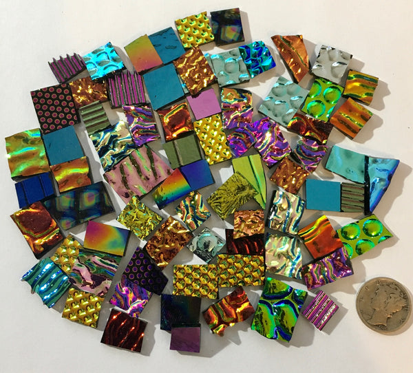Black "Odds 'n' Ends" 90 COE Dichroic Mix - Two (2) Ounce Glass Assortment- These are SMALL pieces for detail work! Please read description!