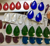 40x24mm Teardrop Faceted Flatbacked Glass Jewel for Stained Glass - 12 Colors Available!