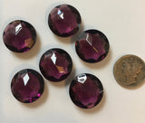 Vintage 20mm (6) Amethyst Purple Faceted Glass Jewels