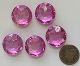 Vintage 18mm Light Rose Pink Double Faceted Glass Jewels - Set of Five (5) for Stained Glass