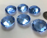 Rare Vintage 18mm Light Sapphire Round Triple Faceted Glass Jewels - Set of Six (6)