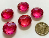Vintage 18mm Rose Pink Double Faceted Glass Jewels - Set of Five (5) for Stained Glass