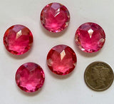 Vintage 18mm Rose Pink Double Faceted Glass Jewels - Set of Five (5) for Stained Glass