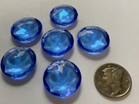 Vintage 18mm Medium Sapphire Double Faceted Glass Jewels - Set of Six (6)