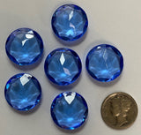 Vintage 18mm Medium Sapphire Double Faceted Glass Jewels - Set of Six (6)