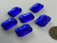 Vintage 18x13mm Cobalt Blue Octagon (6) Double Faceted Glass Jewels