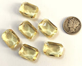 Rare (6) Vintage 18x13mm Rectangle Octagon Jonquil Light Yellow Double Faceted Glass Jewels
