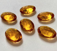 Vintage 18x13mm Oval Light Topaz Amber (6) Double Faceted Glass Jewels