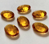 Vintage 18x13mm Oval Light Topaz Amber (6) Double Faceted Glass Jewels