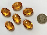 Vintage 18x13mm Oval Light Topaz Amber (6) Double Faceted Glass Jewels