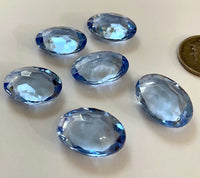 Vintage 18x13mm Oval Light Sapphire Blue (6) Double Faceted Glass Jewels