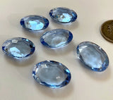 Vintage 18x13mm Oval Light Sapphire Blue (6) Double Faceted Glass Jewels