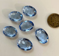 Vintage 18x13mm Oval Light Sapphire Blue (6) Double Faceted Glass Jewels