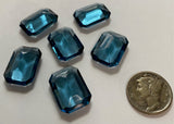 Vintage 18x13mm Octagon Montana Blue (6) Double Faceted Glass Jewels