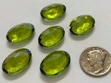 Vintage 18x13mm Oval Olivine Green (6) Double Faceted Glass Jewels