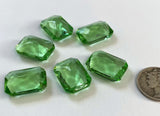 Vintage 18x13mm Octagon Peridot Green (6) Double Faceted Glass Jewels