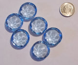 Vintage (6) Six 20mm Double Facet Light Sapphire Blue Faceted Glass Jewels