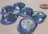 Vintage (6) Six 20mm Double Facet Light Sapphire Blue Faceted Glass Jewels