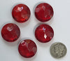Rare (5) Vintage 20mm Siam Cherry Red Double Round Faceted Glass Jewels