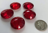 Rare (5) Vintage 20mm Siam Cherry Red Double Round Faceted Glass Jewels