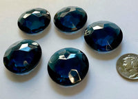 Vintage Five Montana Blue (5) Round 25mm Double Faceted Glass Jewels