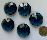 Vintage Five Montana Blue (5) Round 25mm Double Faceted Glass Jewels
