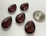 Vintage 25x18mm Amethyst Purple Pear Teardrop (5) Double Faceted Glass Jewels