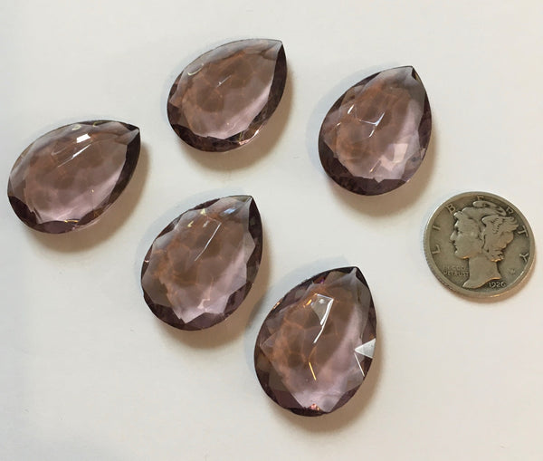 Vintage 25x18mm Light Amethyst Purple Pear Teardrop (5) Double Faceted Glass Jewels