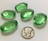 Rare (5) Vintage 25x18mm Oval Peridot Green Double Faceted Glass Jewels